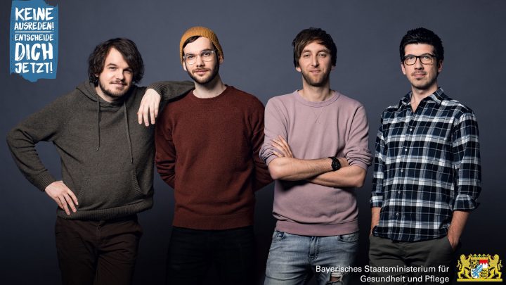 Vier männliche Influencer für Organspende-Kampagne des Bayerischen Staatsministeriums für Gesundheit und Pflege